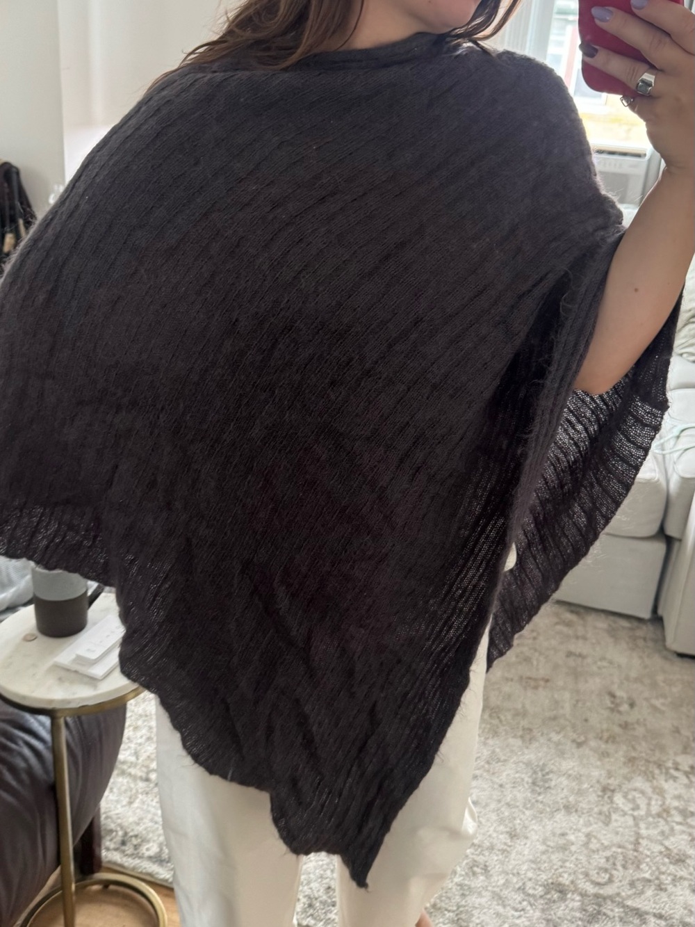 Poncho Cozy Fuzzy Knit - Gray - Picture 3 of 3